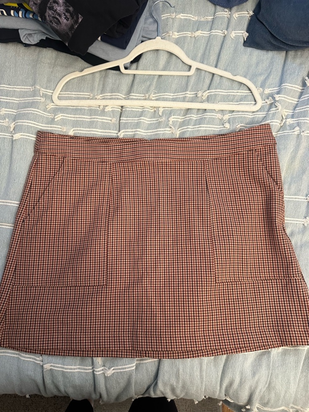 Classic Gingham Mini Skirt - Rust/Black